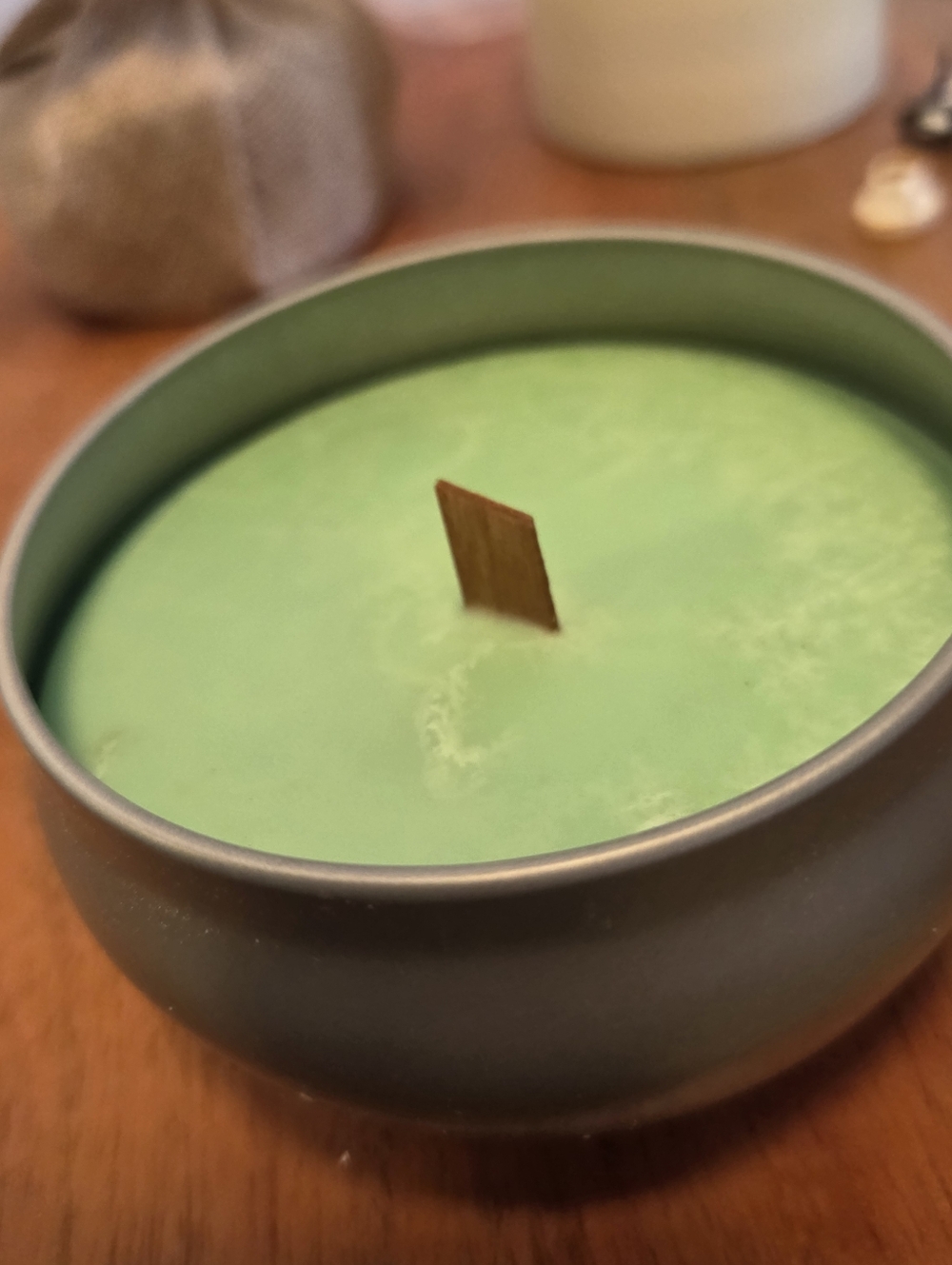 Handmade Green Soy Blend Wood-Wick Candle in Tin - Home Accents